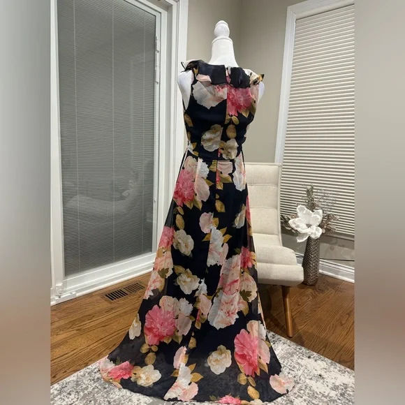 Karl Legerfeld Paris Chiffon Floral Dress Sleeveless Size 0 - Picture 7 of 7